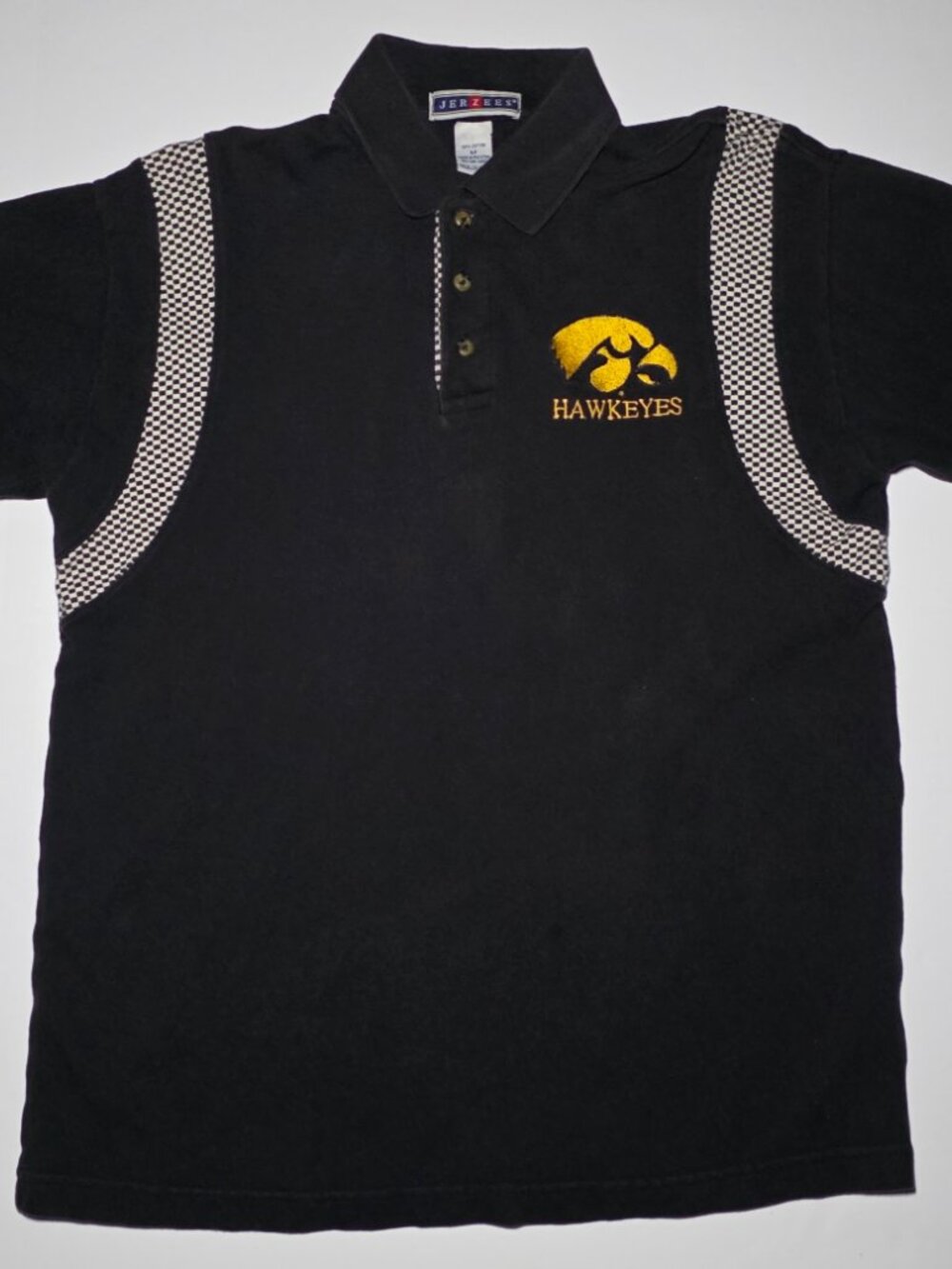 Jerzees Iowa Hawkeyes Mens Black Short Sleeve Cotton Polo Size Medium